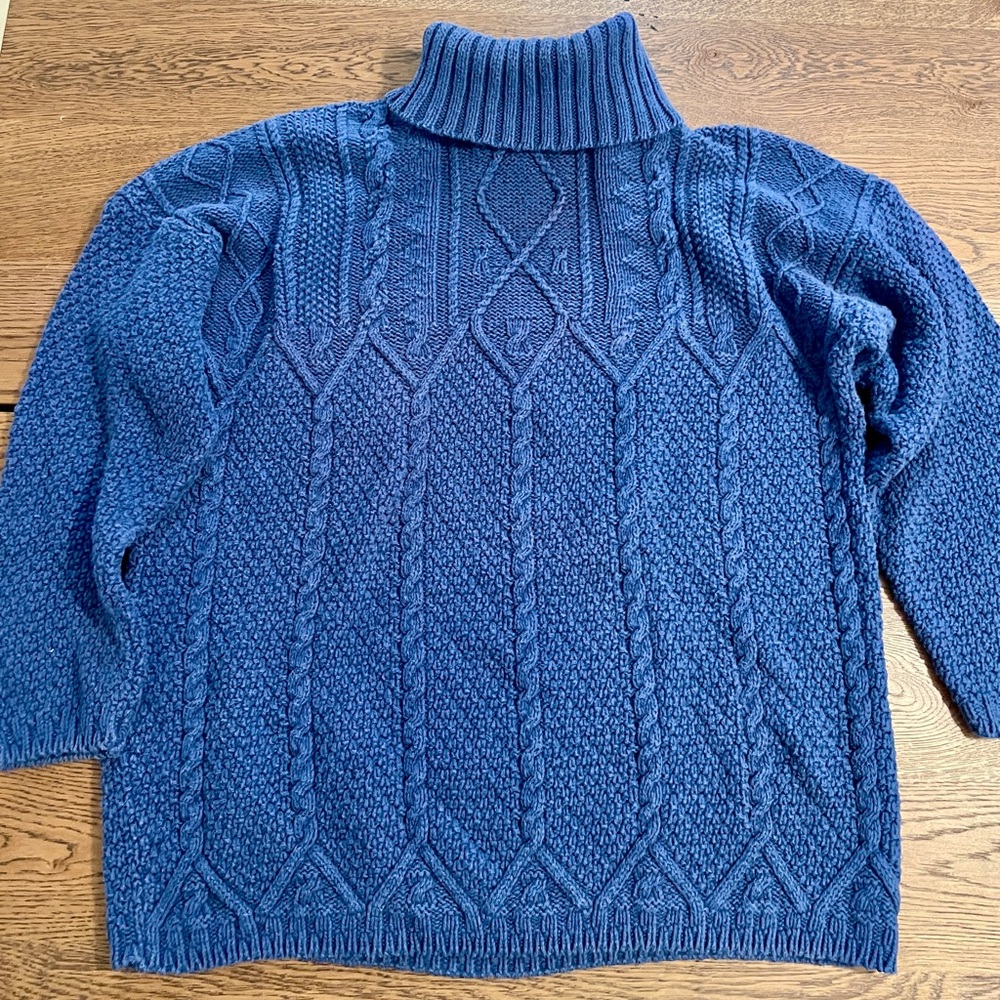 Absolutely Cotton chunky oversized 90s Blue Cable-knit Sweater 100% cotton XL